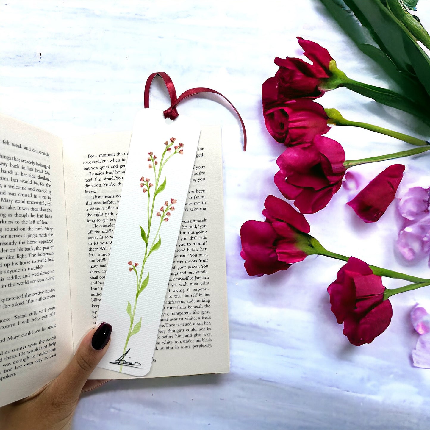 watercolour flower bookmarks (Type 1)