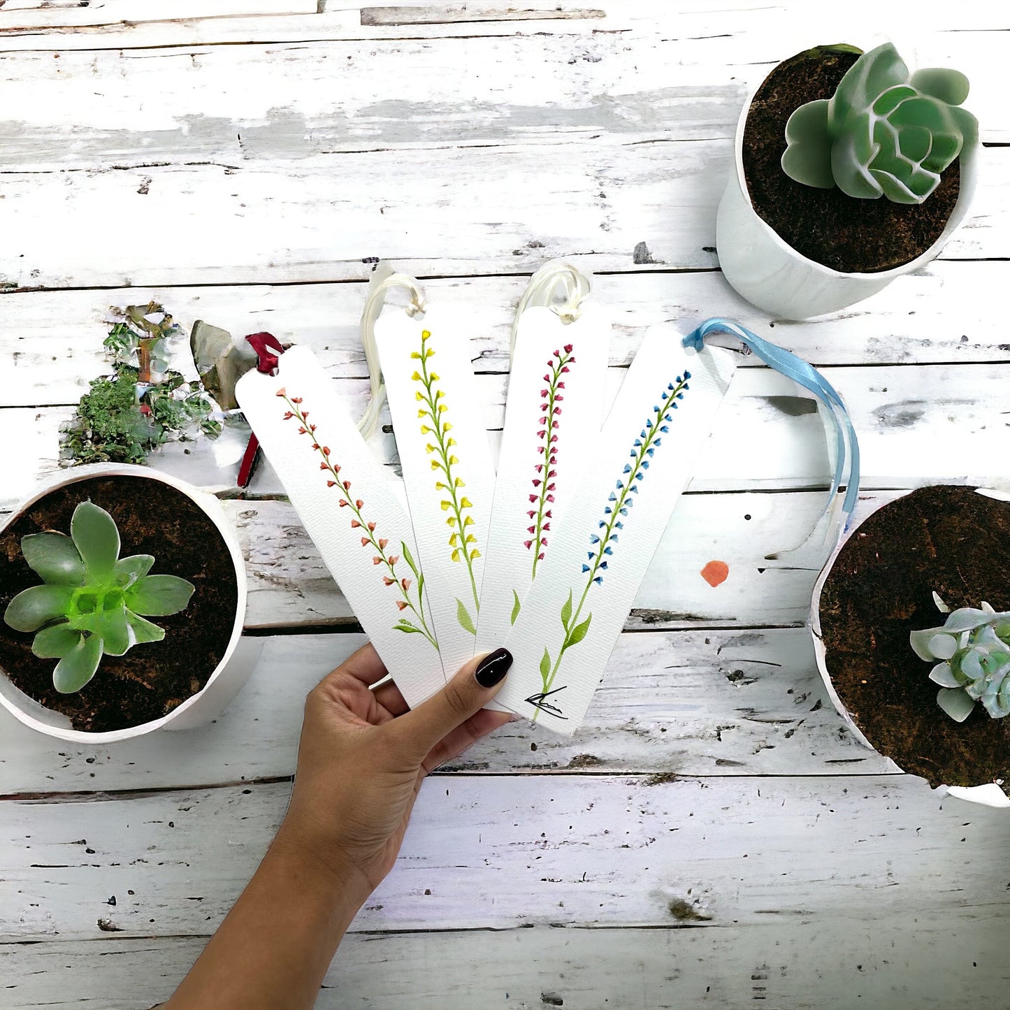 watercolour flower bookmarks (Type 2)